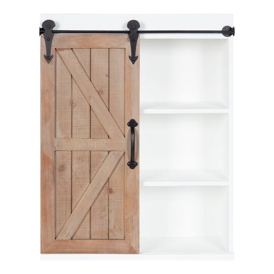 Kate and Laurel Cates Wood Wall Storage Cabinet with Sliding Barn Door